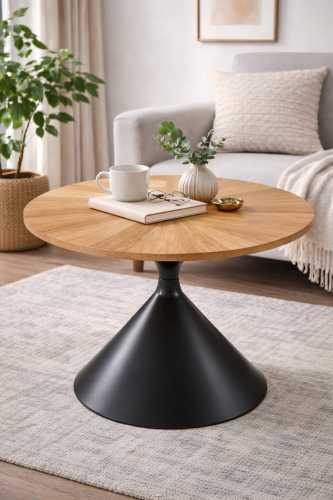 Stolik kawowy FORGE okrągły kolor dąb naturalny