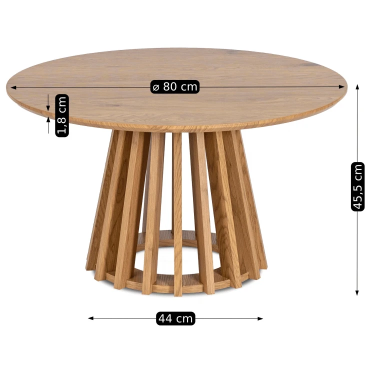 Stolik kawowy okrągły NORDEN 80 cm kolor dąb naturalny