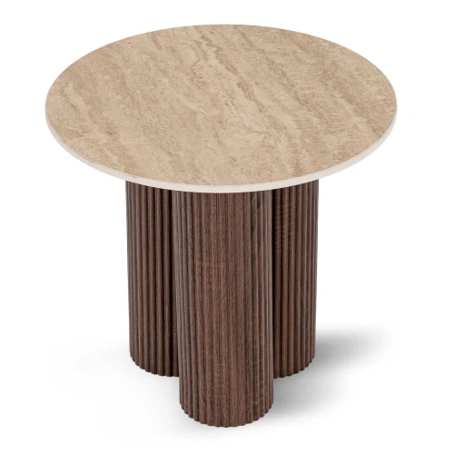 Stolik pomocniczy Selena 50 cm Trawertyn/Orzech