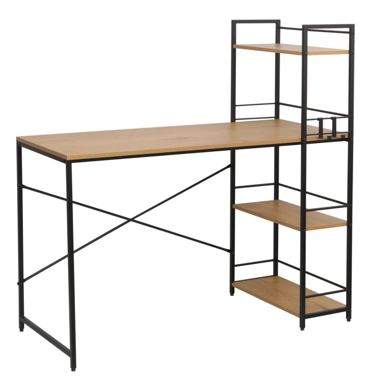 Biurko komputerowe z bocznym regałem w stylu industrialnym