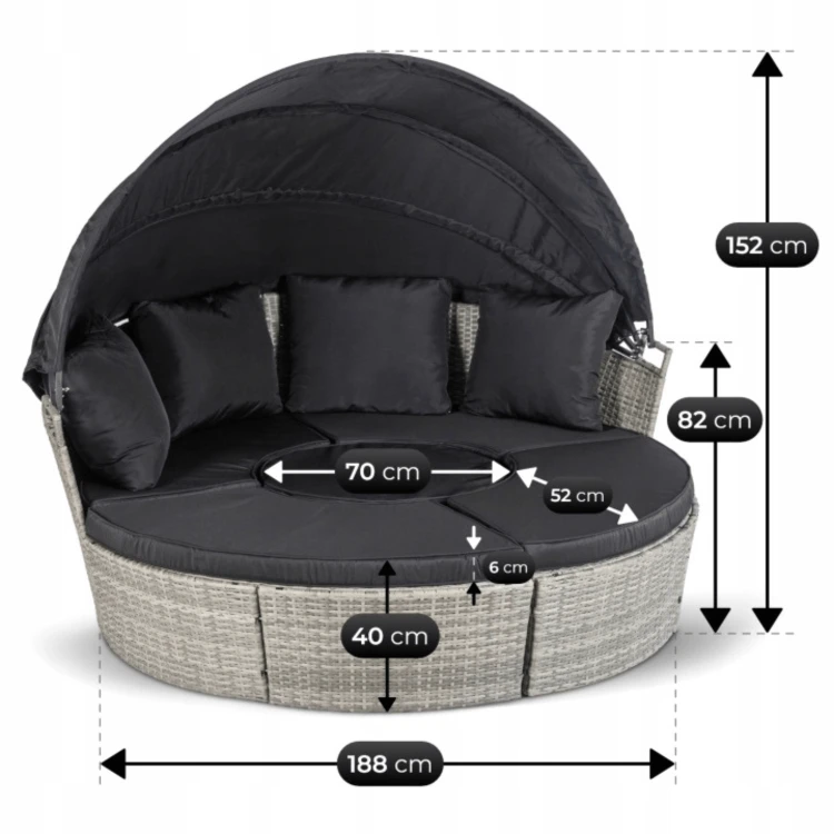 Wyspa Ogrodowa Korfu Technorattan Jasnoszary