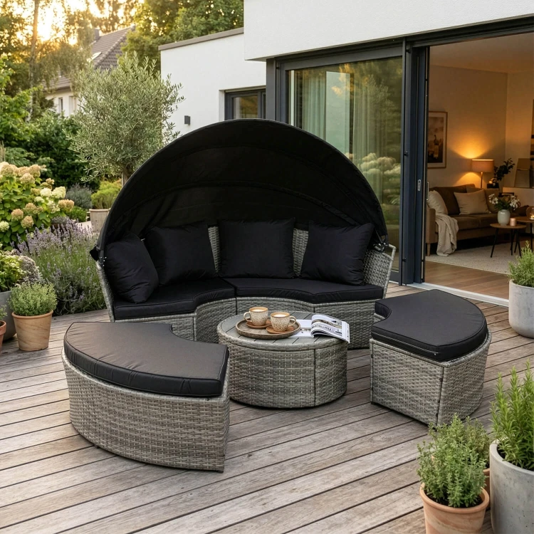 Wyspa Ogrodowa Korfu Technorattan Jasnoszary