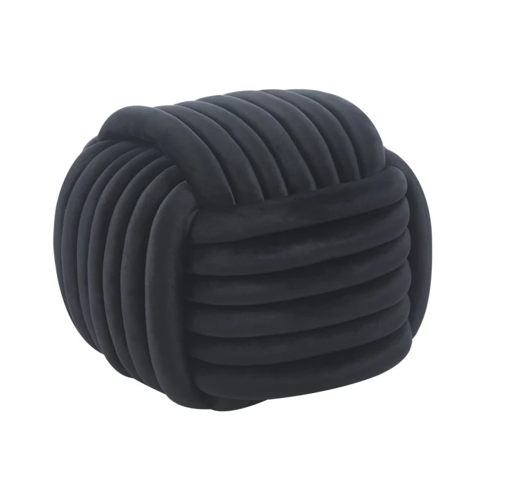 Pufa siedzisko Rollo tkanina Velvet Czarny