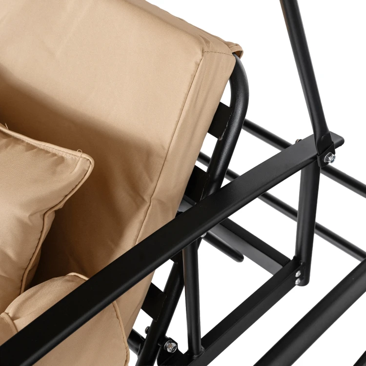 Huśtawka ogrodowa z zadaszeniem Beżowa/Czarna