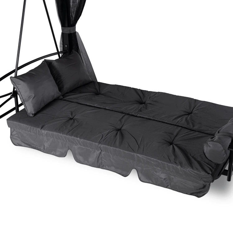 Huśtawka ogrodowa Riva z zadaszeniem Szara/Czarna