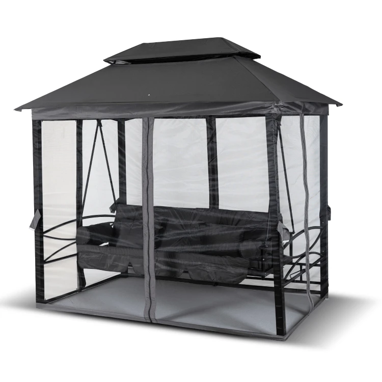 Huśtawka ogrodowa Riva z zadaszeniem Szara/Czarna