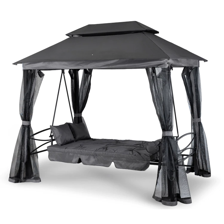 Huśtawka ogrodowa Riva z zadaszeniem Szara/Czarna