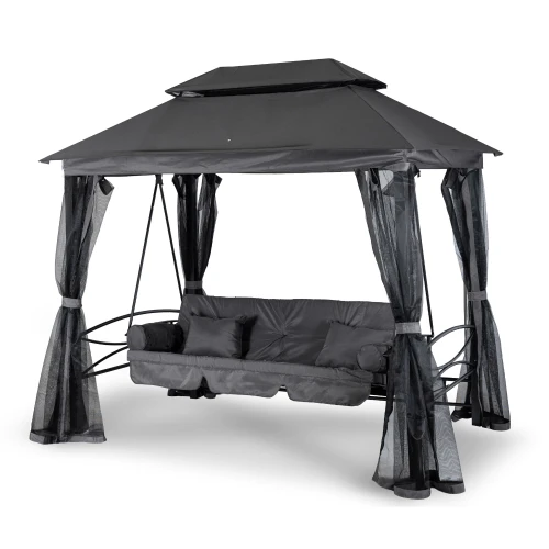Huśtawka ogrodowa Riva z zadaszeniem Szara/Czarna