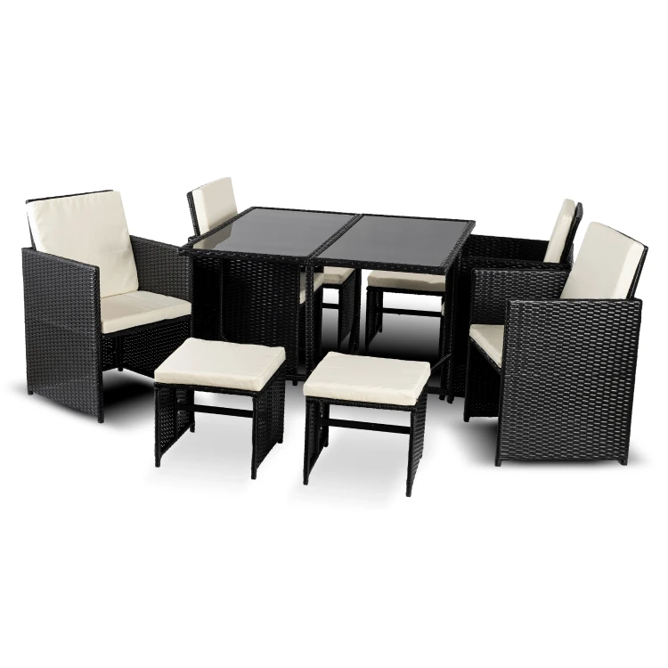 Zestaw Mebli Ogrodowych VEROLA Czarny/Kremowy