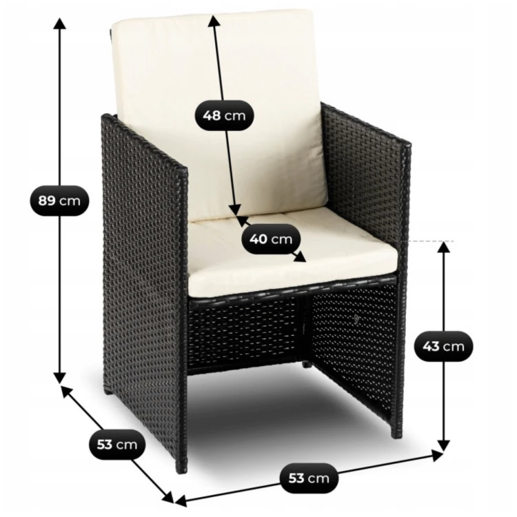 Zestaw Mebli Ogrodowych VEROLA Czarny/Kremowy