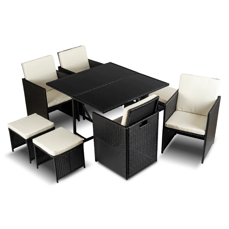 Zestaw Mebli Ogrodowych VEROLA Czarny/Kremowy