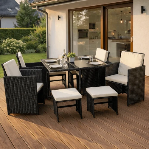 Zestaw Mebli Ogrodowych VEROLA Czarny/Kremowy
