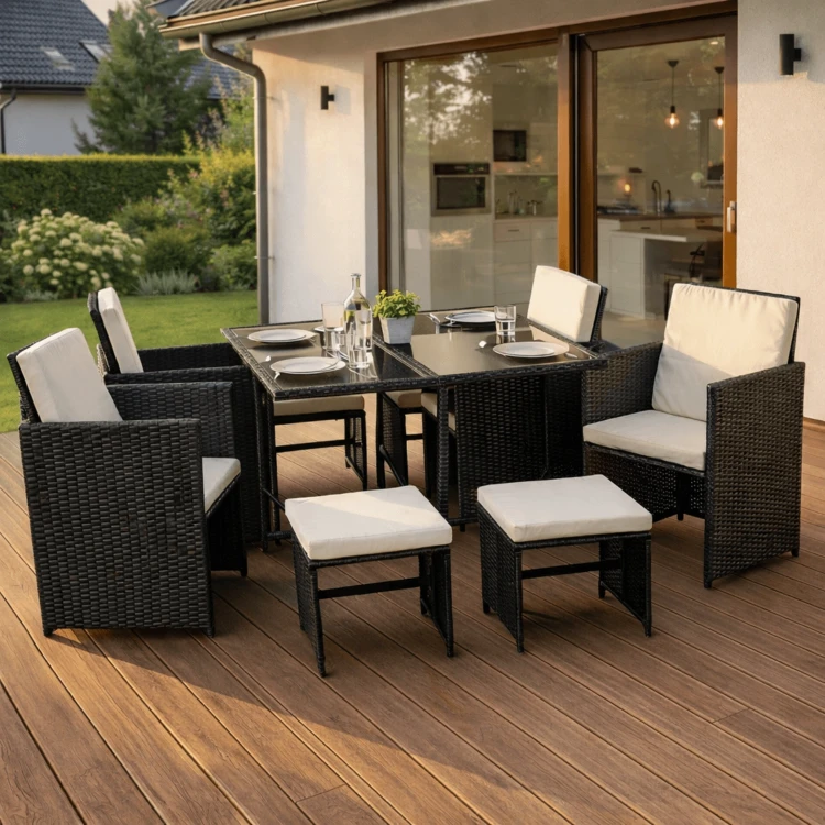 Zestaw Mebli Ogrodowych VEROLA Czarny/Kremowy