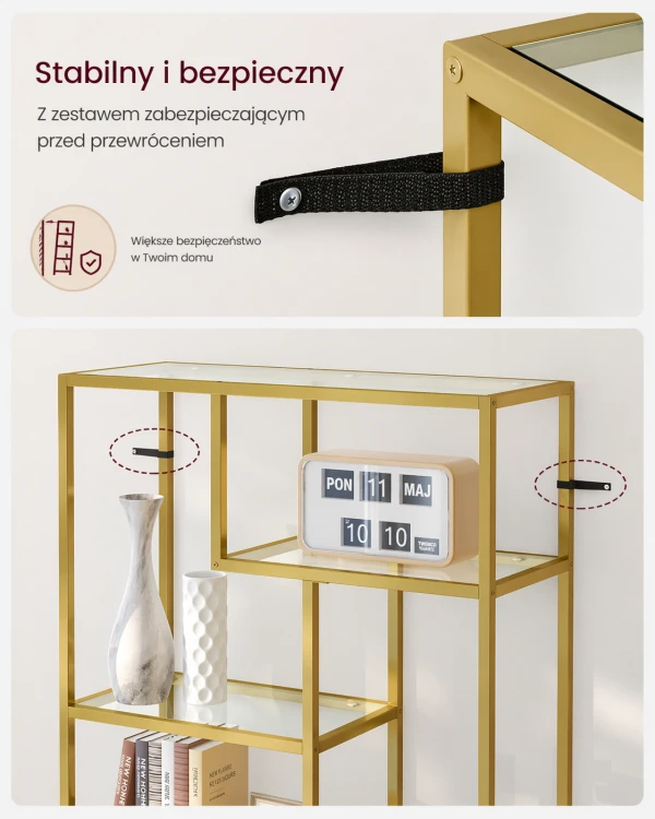 Regał na książki Glammy 6 - pozimowy 180 cm w kolorze złotym