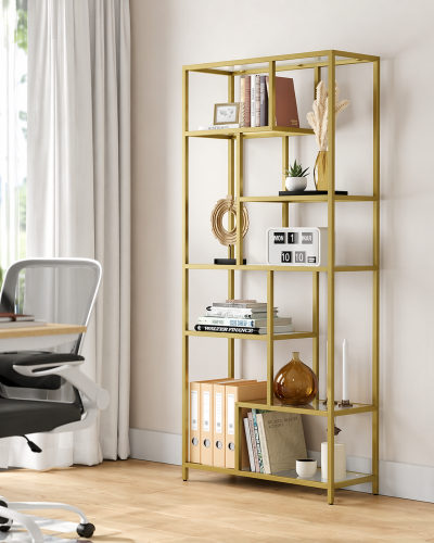 Regał na książki Glammy 6 - pozimowy 180 cm w kolorze złotym