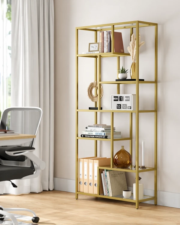 Regał na książki Glammy 6 - pozimowy 180 cm w kolorze złotym