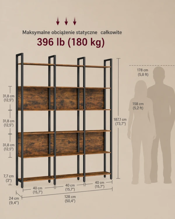 Regał Loft industrialny 6 półek 187 cm
