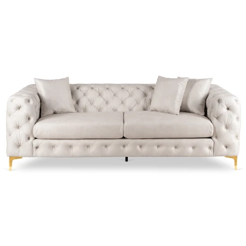 Sofa trzy osobowa NOLIA Kremowa/Welur