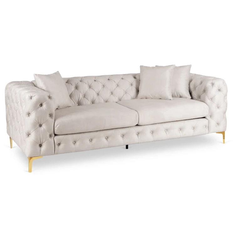 Sofa trzy osobowa NOLIA Kremowa/Welur