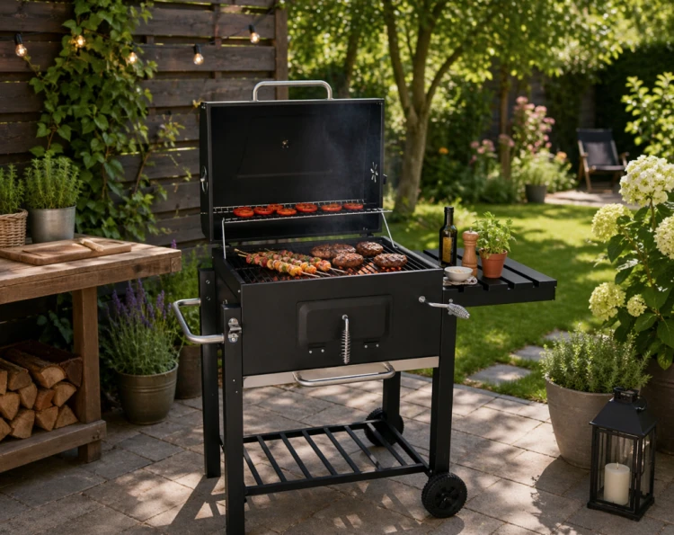 Grill ogrodowy węglowy z pokrywą (