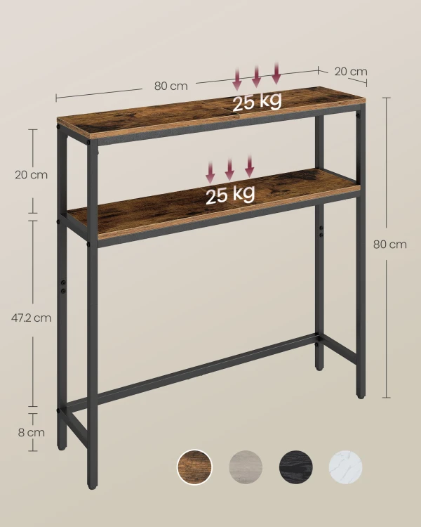 Konsola z dwom półkami 80x20 cm Industrialnym styl