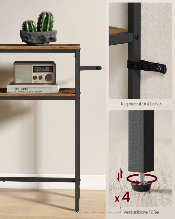 Konsola z dwom półkami 80x20 cm Industrialnym styl