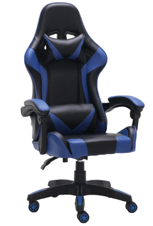 Zestaw Biurko z nadstawką ROLINGS 130 cm + fotel niebieski