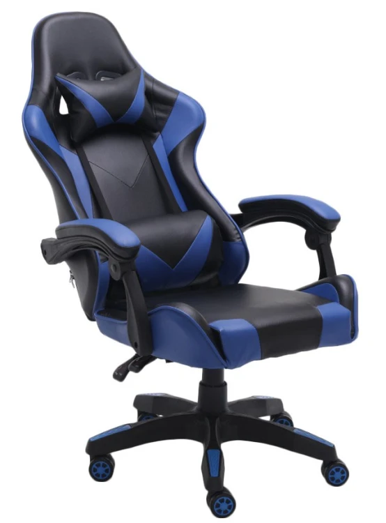 Zestaw Biurko z nadstawką ROLINGS 130 cm + fotel niebieski