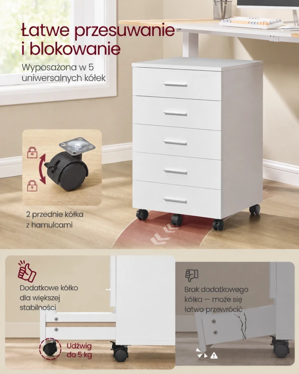 Kontynerek Szafka na kółkach z szufladami w kolorze białym