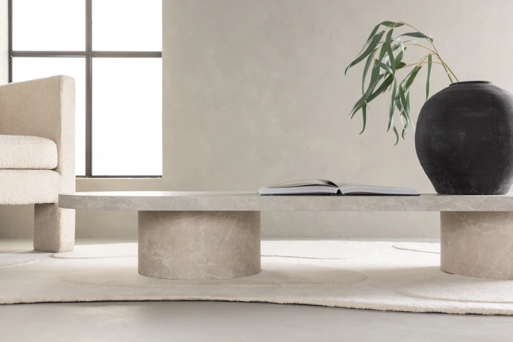 Stolik kawowy, ława NARLI 190x60 cm beżowa