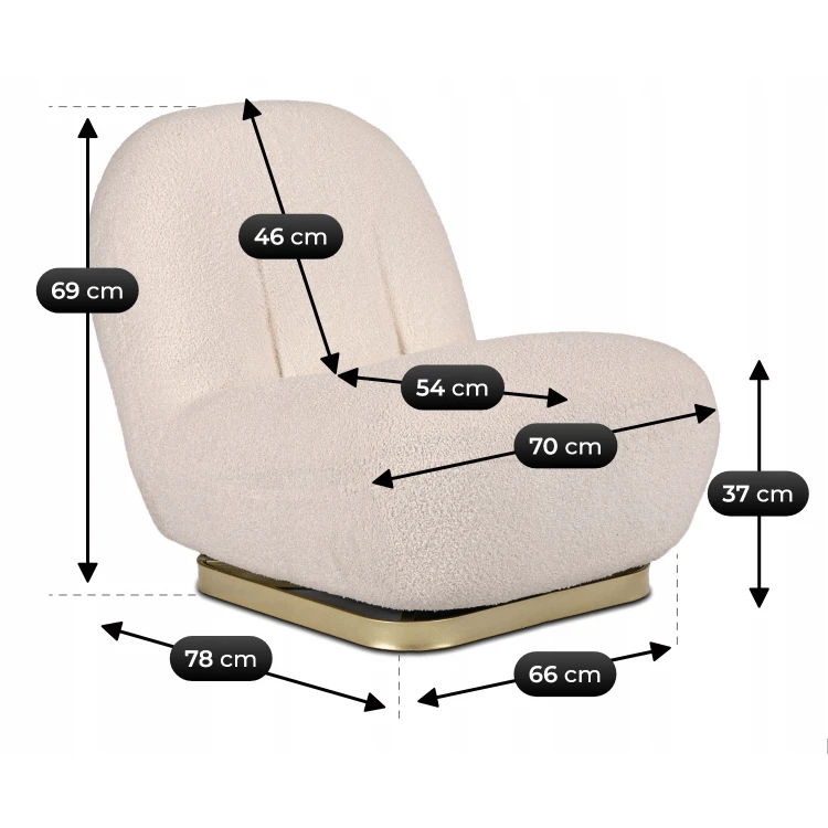 Fotel tapicerowany BELLUNO Kremowy w tkaninie boucle (
