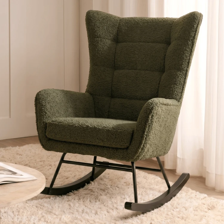 Fotel bujany TULI tkanina Boucle/ Zielony