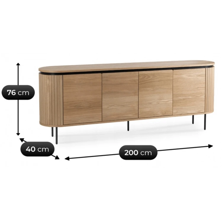 Komoda Arden 200 cm – 4-drzwiowa, kolor dąb