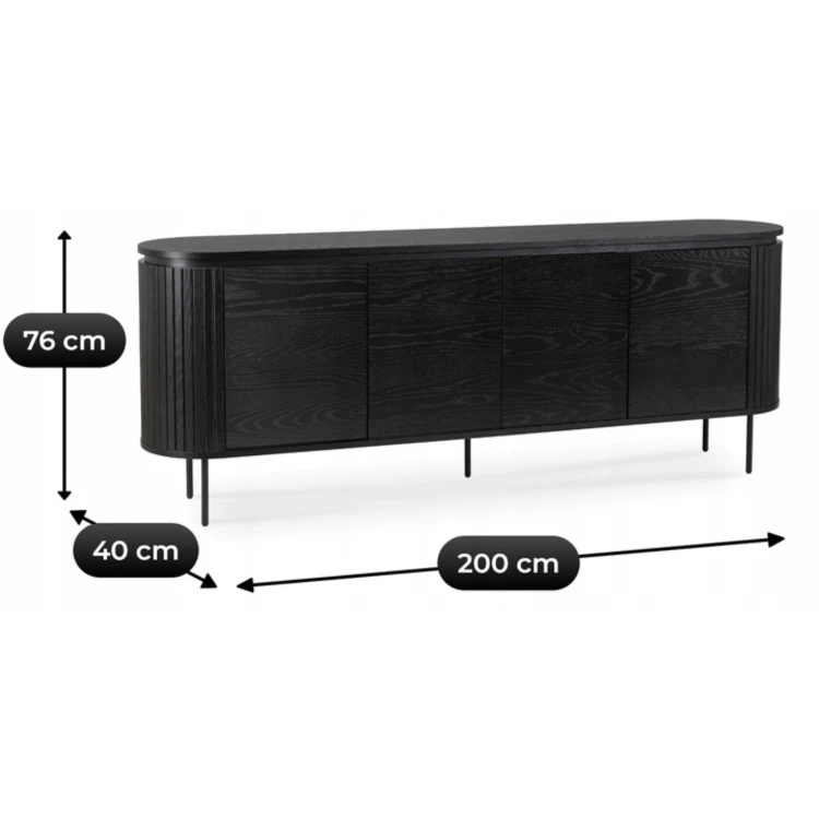 Komoda Arden 200 cm – 4-drzwiowa, kolor czarny