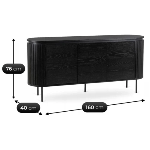 Komoda Arden 160 cm – 3-drzwiowa, kolor czarny