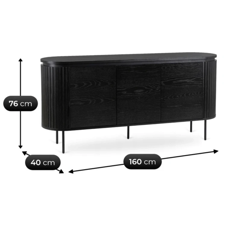 Komoda Arden 160 cm – 3-drzwiowa, kolor czarny