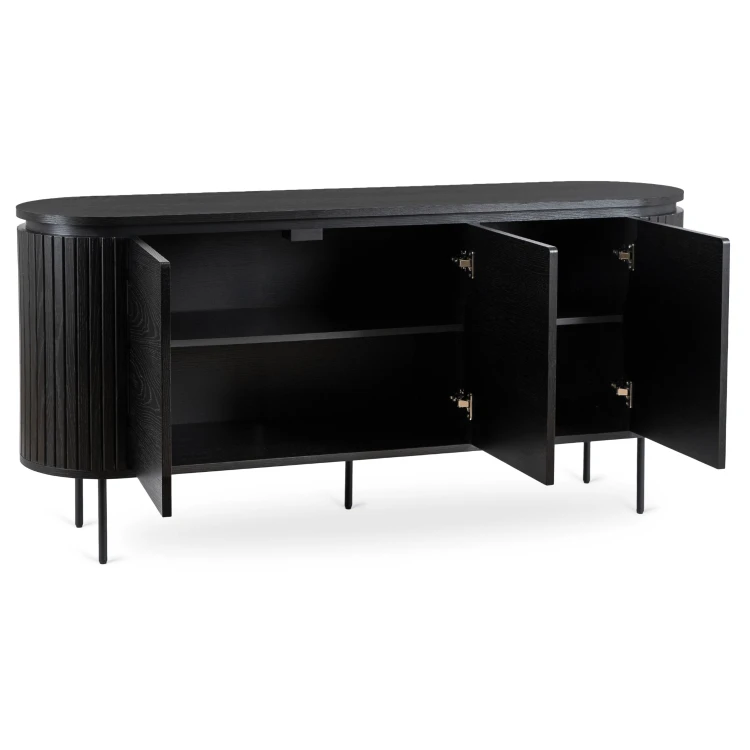Komoda Arden 160 cm – 3-drzwiowa, kolor czarny