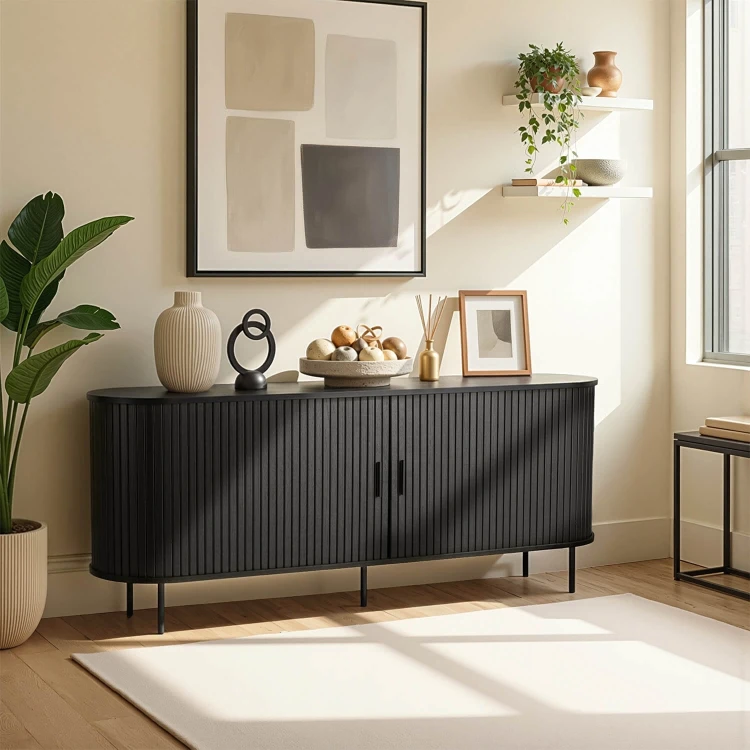 Komoda dwudrzwiowa Wood 180 cm kolor czarny