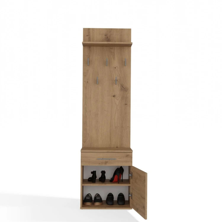 Garderoba ARVO dąb artisan z szafką na buty i wieszakiem
