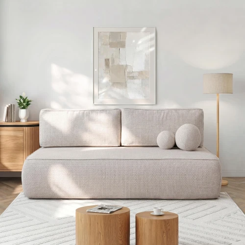 Sofa Rozkładana LORENA Kremowa Szenilowa