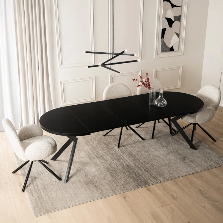 Stół rozkładany Orion w stylu industrialnym 100-250 cm Czarny
