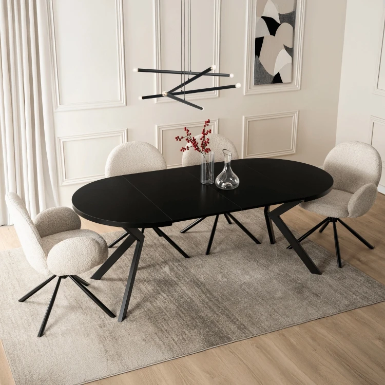 Stół rozkładany Orion w stylu industrialnym 100-250 cm Czarny