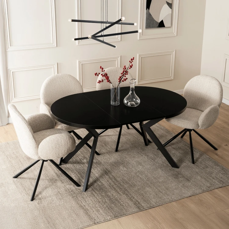 Stół rozkładany Orion w stylu industrialnym 100-250 cm Czarny