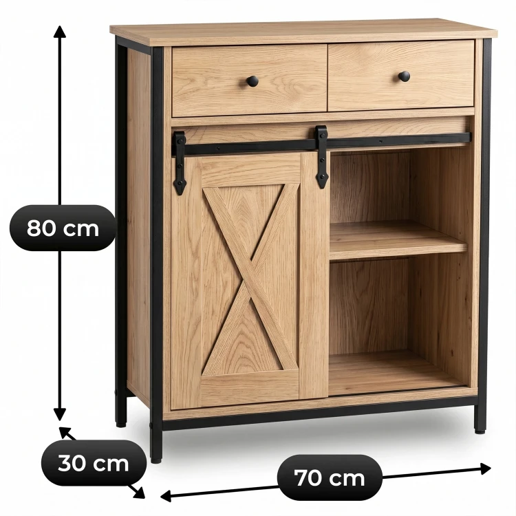 Komoda KRONO 70 cm Dąb/Czarny