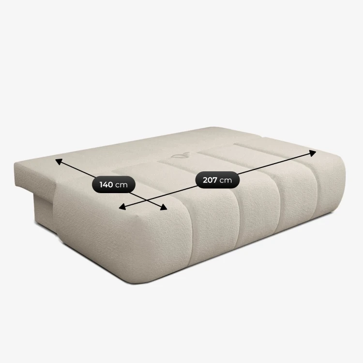 Sofa Rozkładana MOONI kremowa tkanina boucle