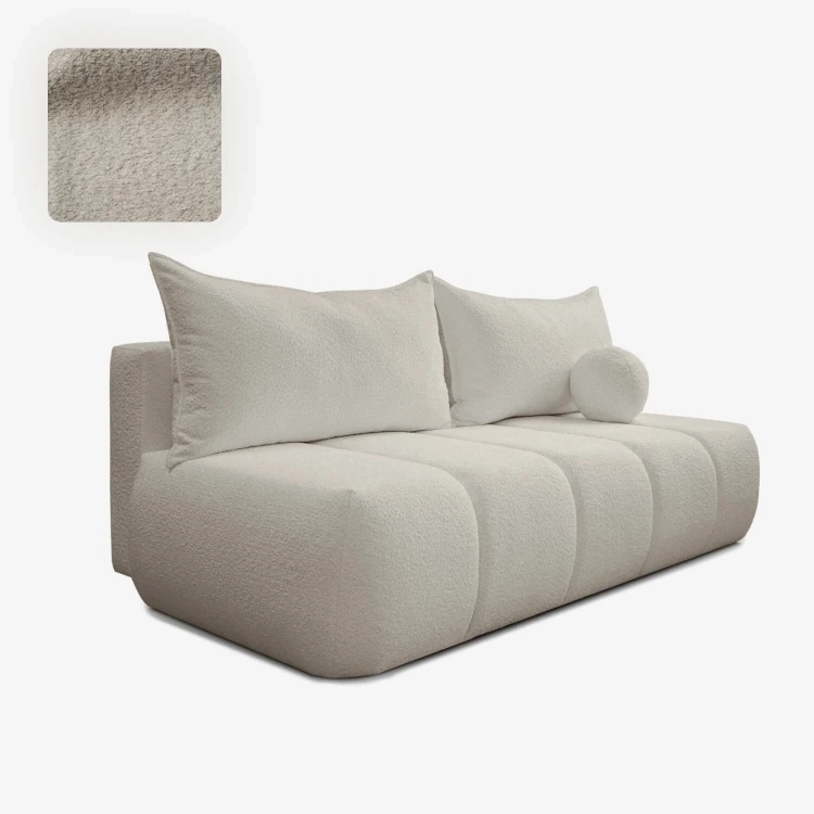 Sofa Rozkładana MOONI kremowa tkanina boucle