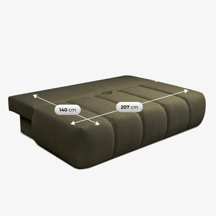 Sofa Rozkładana MOONI oliwkowa tkanina boucle