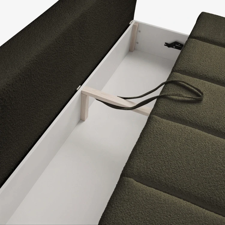 Sofa Rozkładana MOONI oliwkowa tkanina boucle