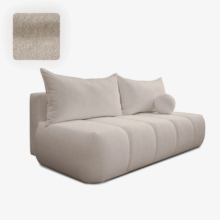 Sofa Rozkładana MOONI beżowa tkanina boucle