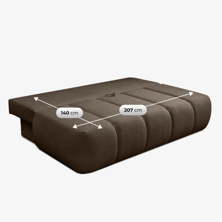 Sofa Rozkładana MOONI brązowy MOCCA tkanina boucle